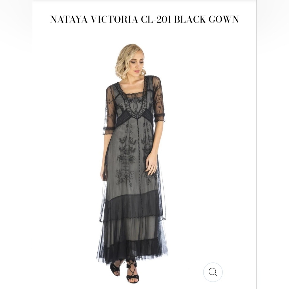 Nataya Elegant Black and Gray Lace Maxi Dress